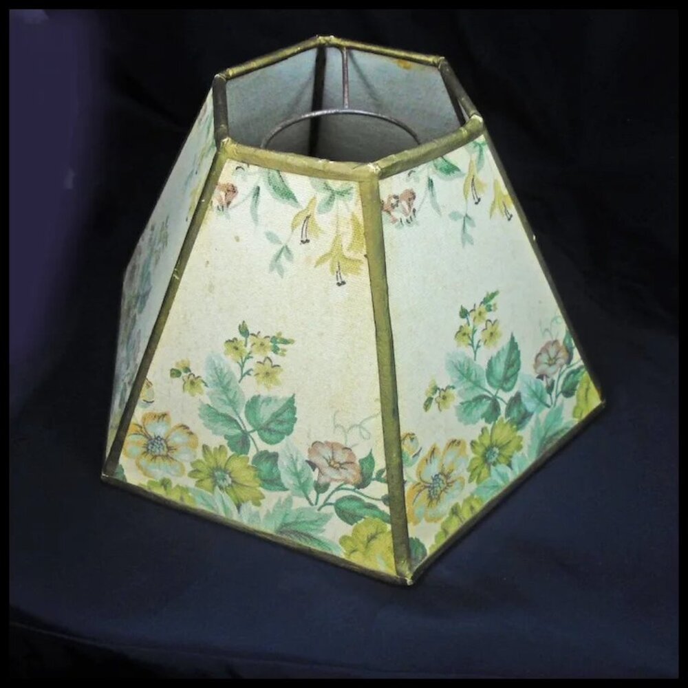 Floral Lampshade EASY Sits on Lightbulb! Vintage ANY Lamp Light Shade - Picture 4 of 11